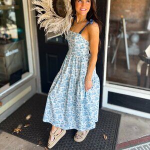 Alexa Dress in Blue Jungle Toile